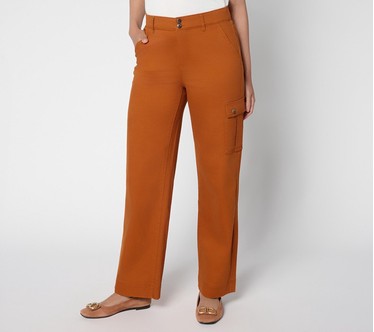Denim & Co. Tall Double Button Wide Leg Twill Pant