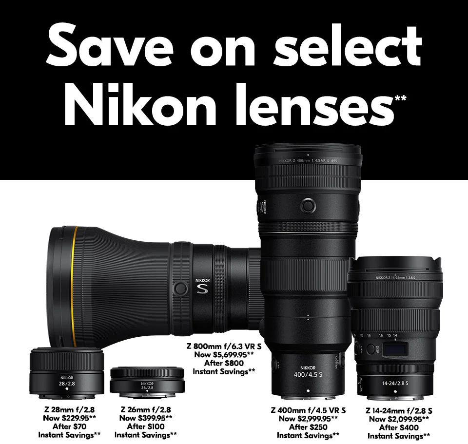 Save on select Nikon lenses.**