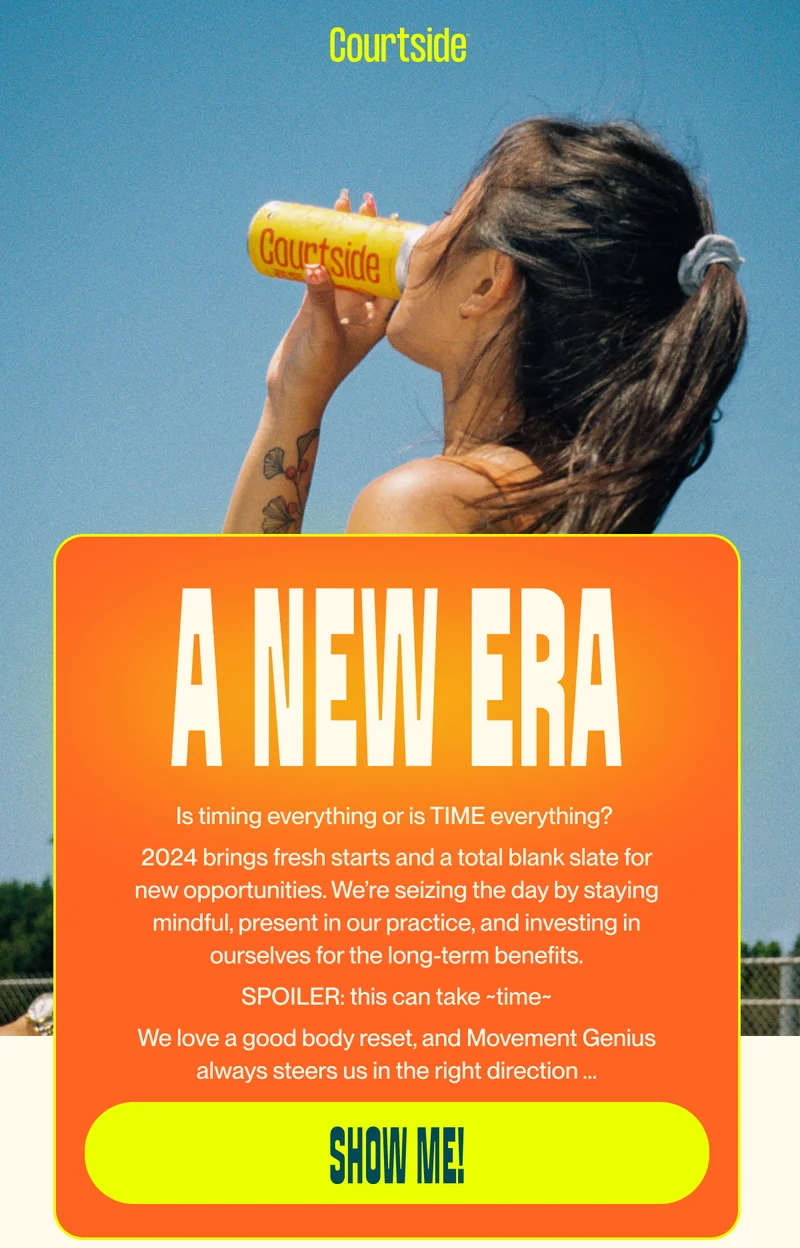 a new era Is timing everything or is TIME everything?  2024 brings fresh starts and a total blank slate for new opportunities. We’re seizing the day by staying mindful, present in our practice, and investing in ourselves for the long-term benefits. SPOILER: this can take ~time~ We love a good body reset, and Movement Genius always steers us in the right direction … show me!