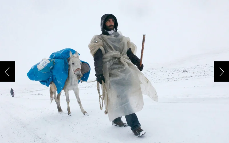 Matthieu Chazal walks with a mule named Kirkatir down to the Turkey-Georgia border.