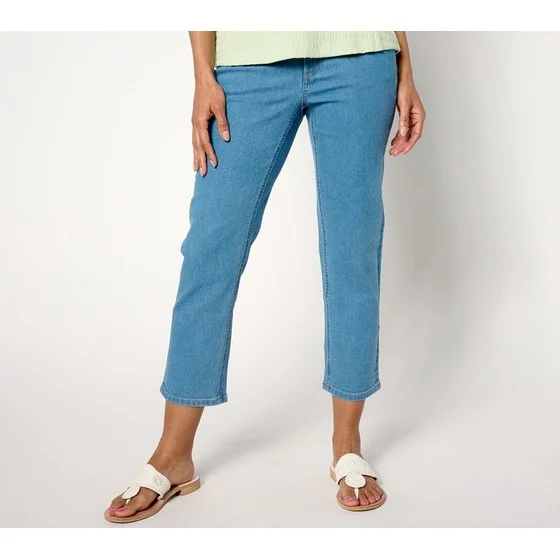 Denim & CO. Regular Indigo Straight Leg Cropped Jean