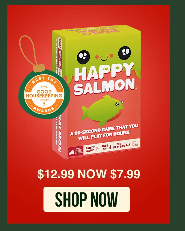 BEST TOY AWARDS | GOOD HOUSEKEEPING AWARD | HAPPY SALMON | $12.99 USD NOW $7.99 USD | SHOP NOW