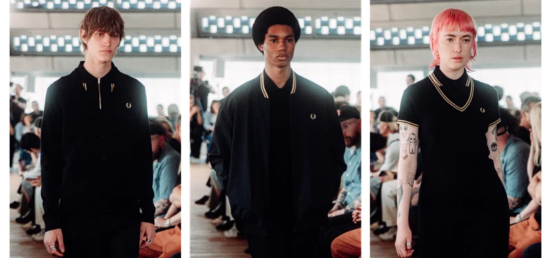 Three Black / Champagne looks from our runway show