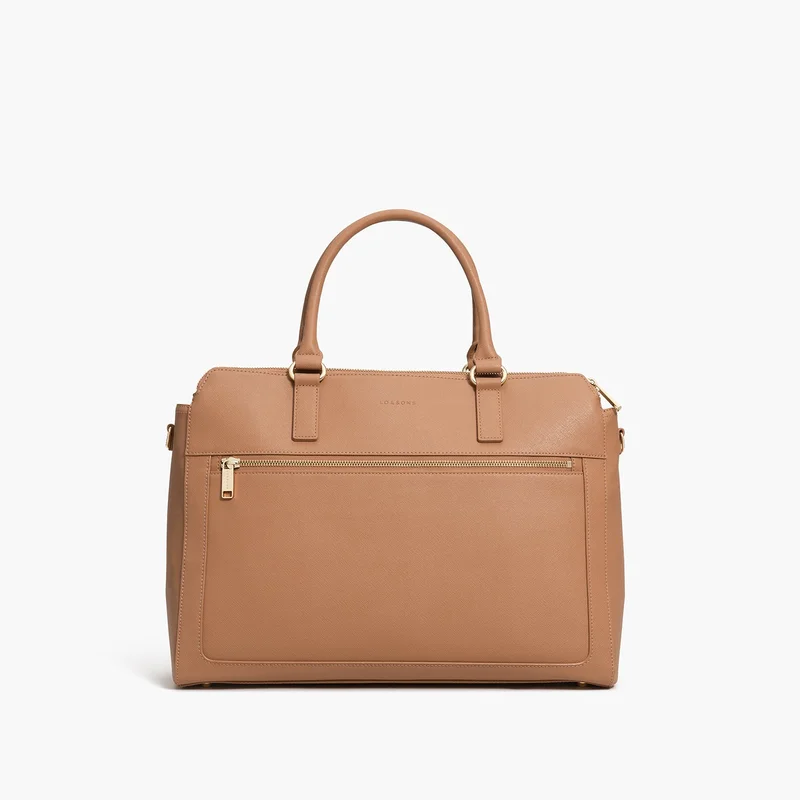 Image of Trinity - Recycled Saffiano Leather - Dark Tan / Gold / Camel