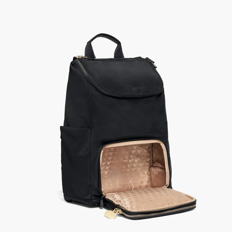 Image of Melrose Rucksack - Recycled Nylon - Black / Gold / Camel