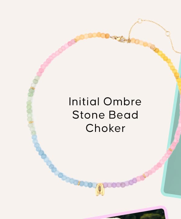 Initial Ombre Stone Bead Choker