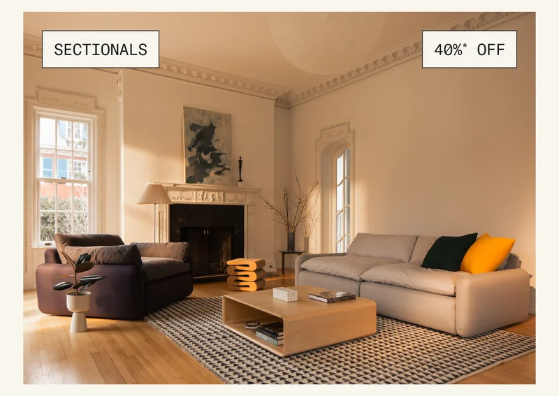 Enjoy 40%* off and Free Shipping on all Sectionals