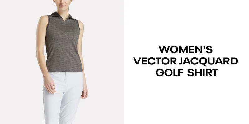 Women's Sleeveless Tonal Vector Jacquard Golf Polo Shirt