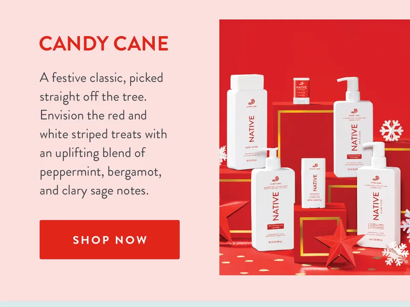 Candy Cane | A festive classic, picked straight off the tree. Envision the red and white stripes with an uplifting blend of peppermint, bergamot, and clary sage notes. | SHOP NOW