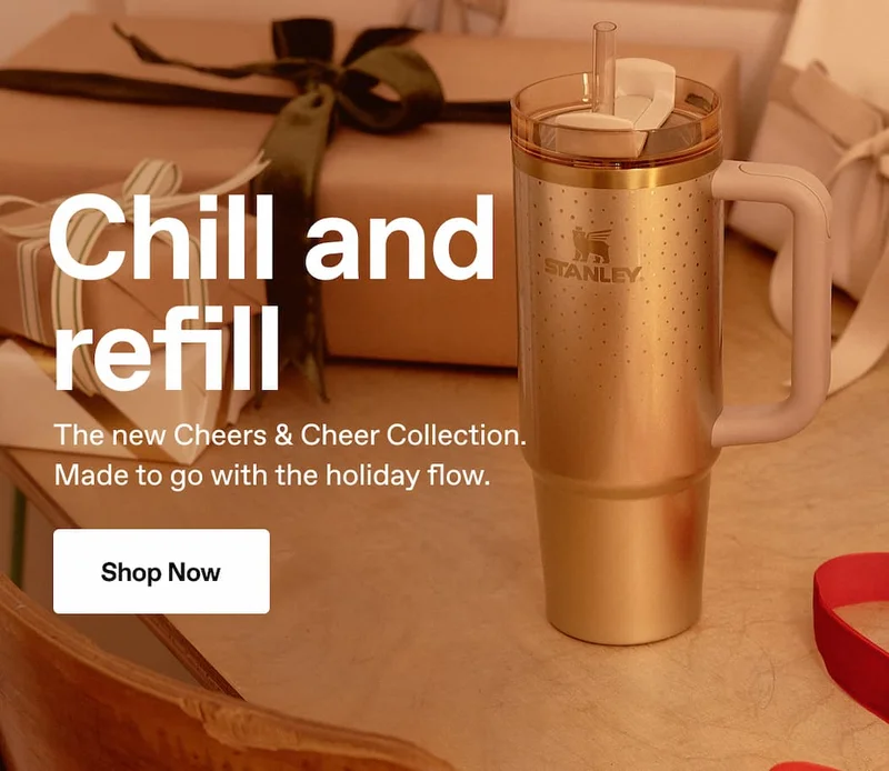 Chill and refill. The new Cheers & Cheer Collection. Made to go with the holiday flow. Shop Now.
