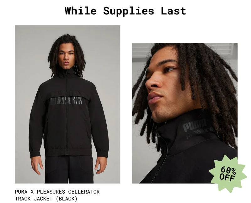 While Supplies Last | Puma x PLEASURES Track Jacket (Black) | 60% Off