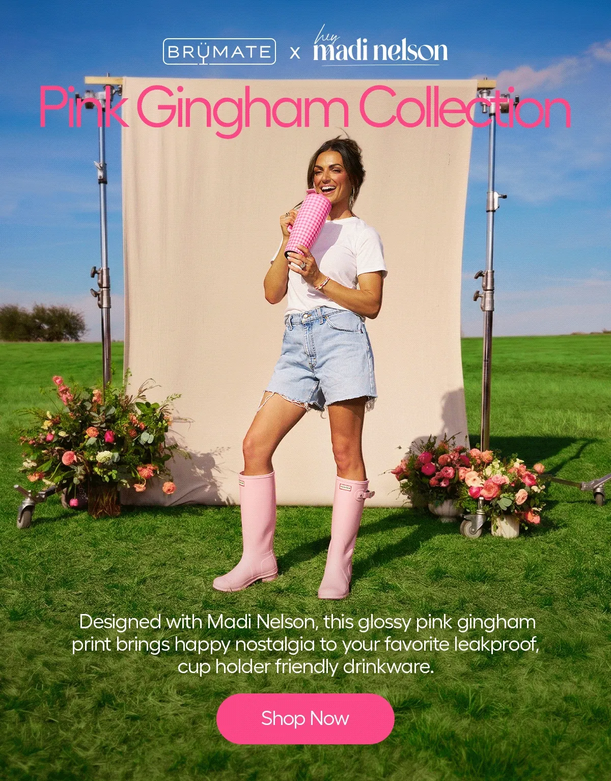 Pink Gingham is here! A glossy pink gingham print in your favorite drinkware styles.