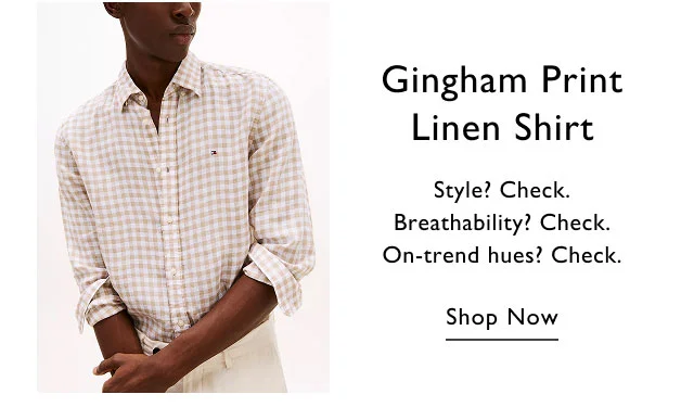 Gingham Print Linen Shirt Style? Check. Breathability? Check. On-trend hues? Check. Shop Now