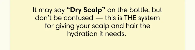 It may say “Dry Scalp” on the bottle, but don’t be confused — this is THE system for giving your scalp and hair the hydration it needs.