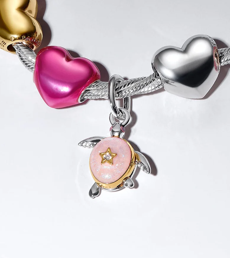 2026 Pink Sea Turtle Lab-grown Diamond Dangle Charm