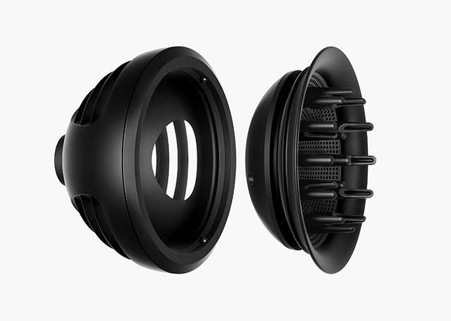 The Wave+Curl diffuser in Dome mode and Diffuse mode