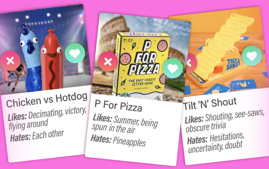 Tilt 'N' Shout, Chicken vs Hotdog, P For Pizza
