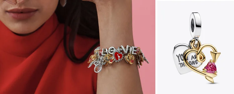 Engravable Heart & Arrow Double Dangle Charm