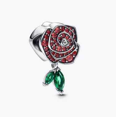 Sparkling Rose in Bloom Charm