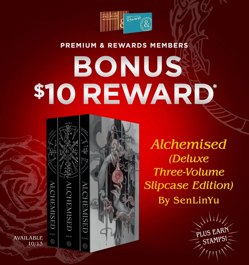 PREMIUM & REWARDS MEMBERS BONUS $10 REWARD* [on] Alchemised (Deluxe Three-Volume Slipcase Edition) by SenLinYu. AVAILABLE 10/13 PLUS EARN STAMPS
