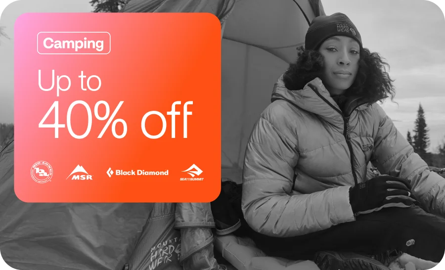 Save up to 45% on camping clothing and gear