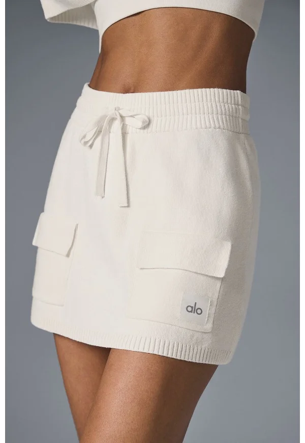 Scholar Knit Cargo Skirt - Ivory - Ivory / S
