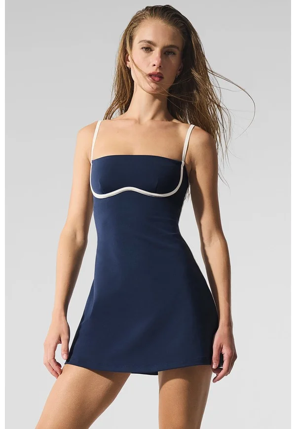 Airbrush Streamlined Dress - Navy/Ivory - Navy/Ivory / S