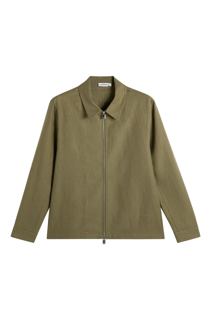 Image of Julius Drape Linen Overshirt / Kalamata