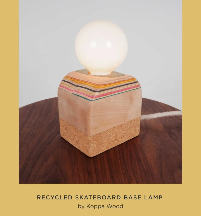Recycled Skateboard Base Lamp