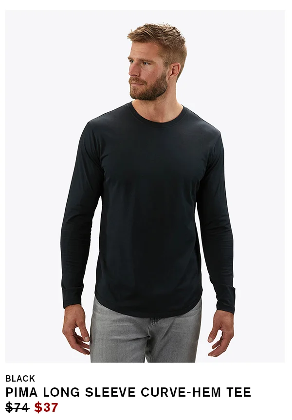 Pima Long Sleeve Curve-Hem Tee