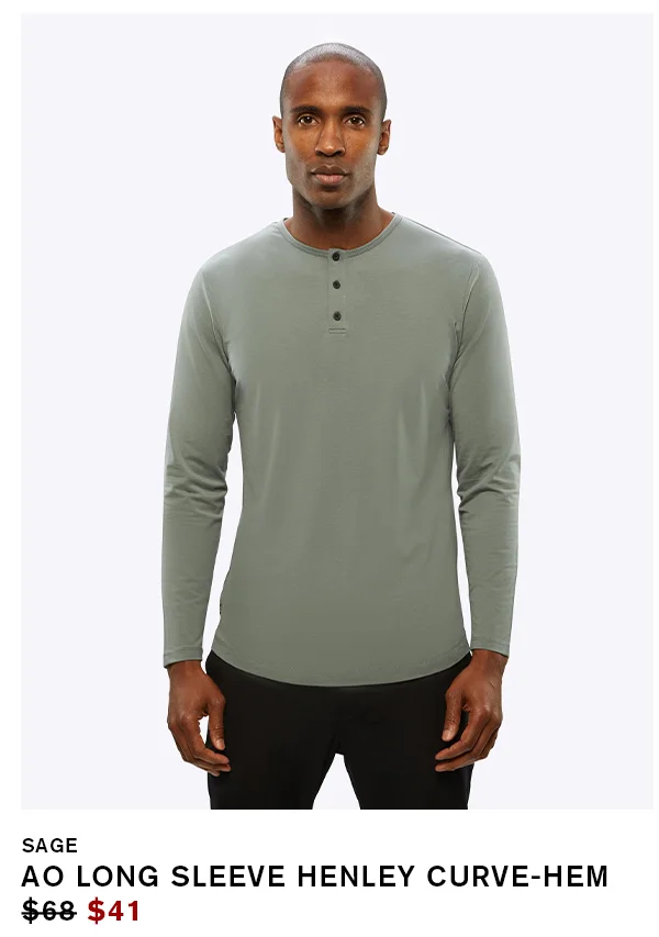 AO Long Sleeve Henley Curve-Hem