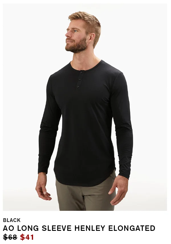 AO Long Sleeve Henley Elongated
