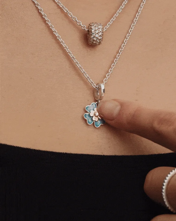 Model wearing Pandora Club Charm Model wearing Pandora Club Charm