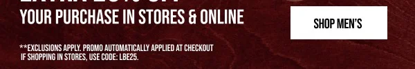 Extra 25% off Shop Men's
