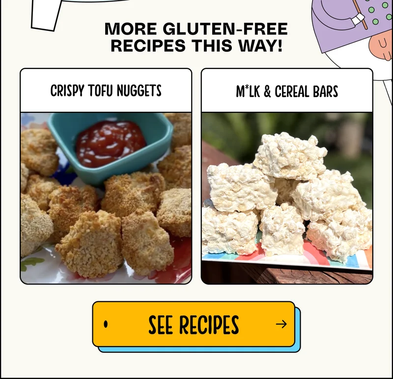 More gluten-free recipes this way! Crispy tofu nuggets. M*lk & Cereal Bars.