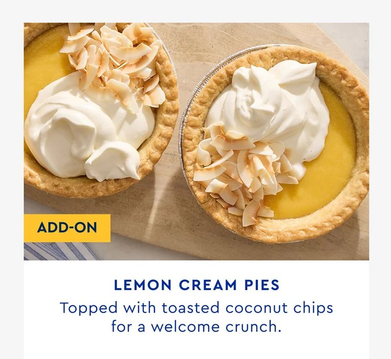 Lemon Cream Pies - Topped with toasted coconut chips for a welcome crunch.