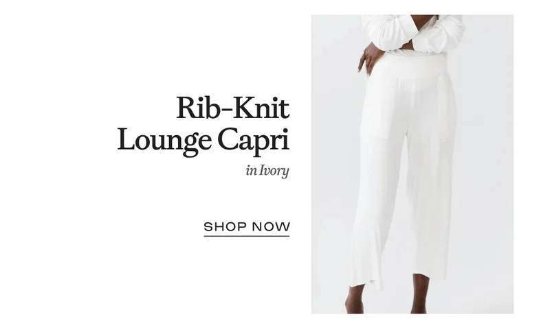 Rib-Knit Lounge Capri in Ivory
