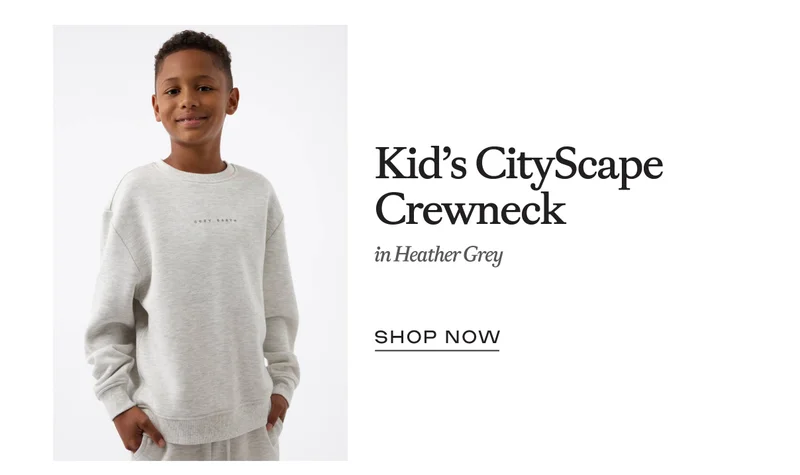 Kid's CityScape Crewneck in Heather Grey