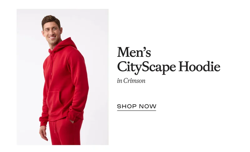 Men's CityScape Hoodie in Crimson - Shop Now