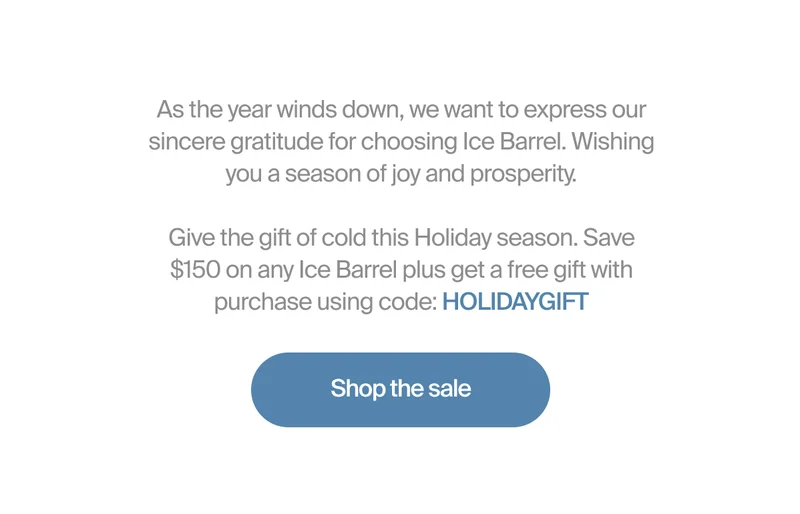 Shop the Ice Barrel Holiday Sale