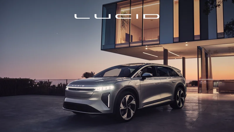 Lucid Cars lined up in the studio