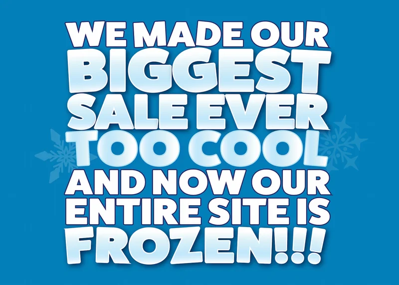 We made our biggest sale ever TOO COOL and now our entire site is FROZEN!