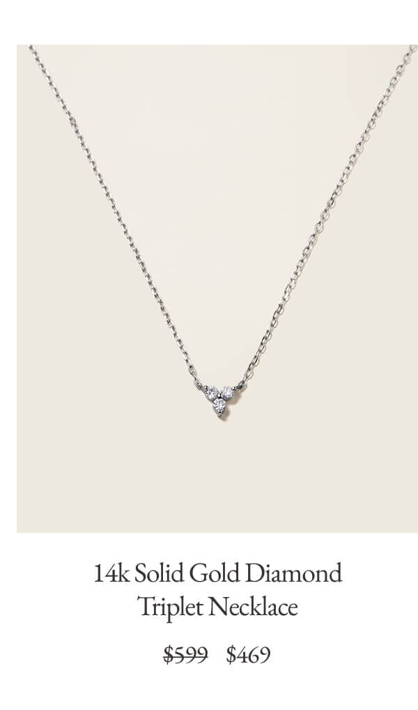 14k Solid Gold Diamond Triplet Necklace