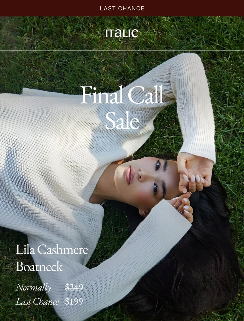 Italic | Life is Luxury | Last Chance | Final call sale | Lila Cashmere Boatneck