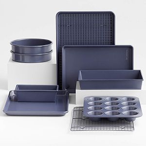 Crate & Barrel Slate Blue 10-Piece Non-Stick Bakeware Set