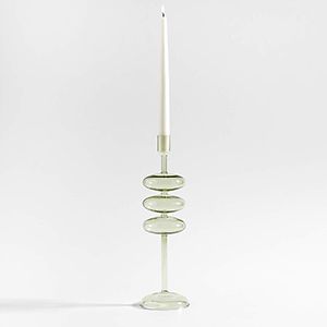 Venezia Smoke Green Glass Taper Candle Holder