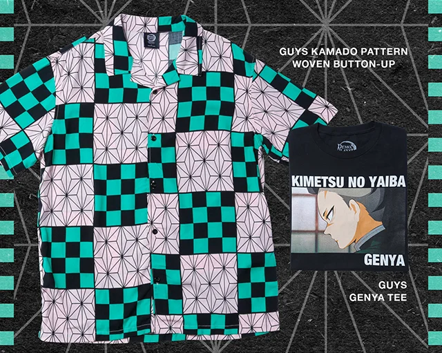 Products Shown - Guys Kamado Pattern Woven Button-Up and Guys Genya Tee