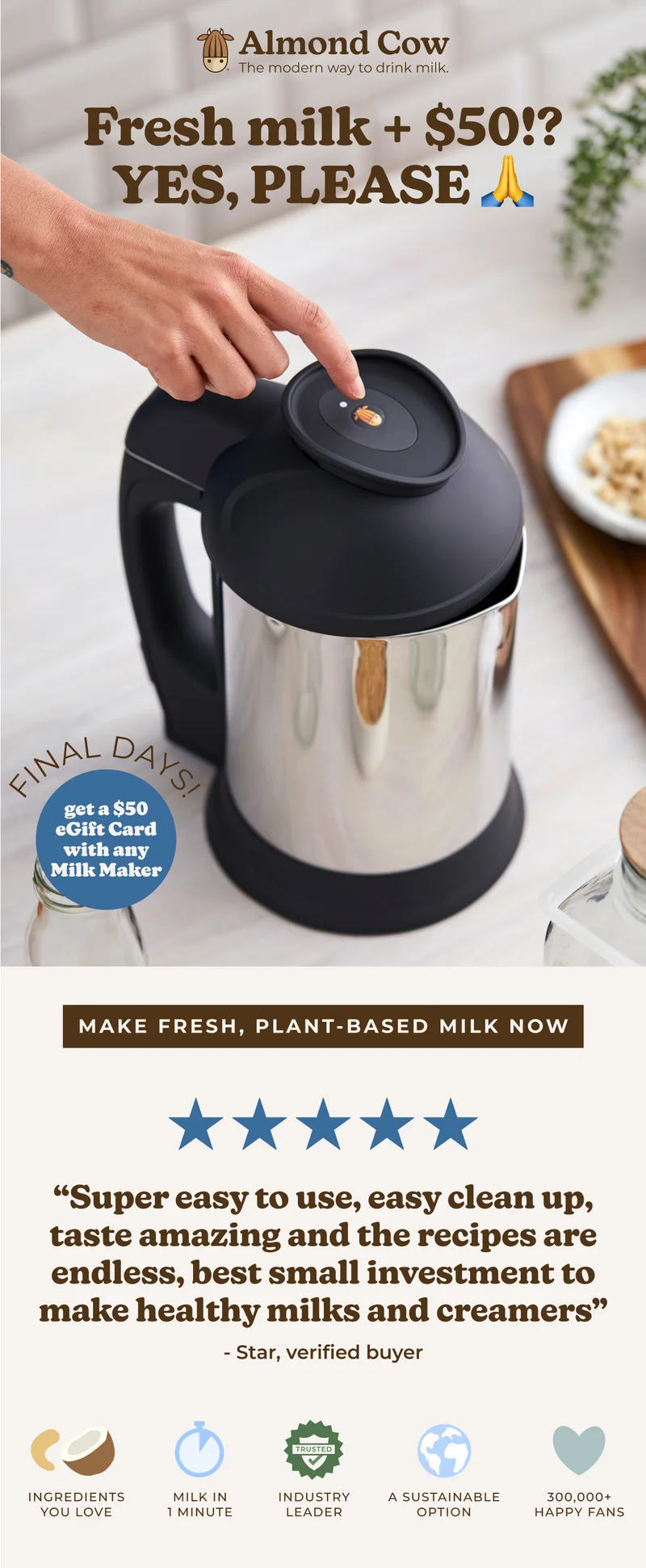 Make fresh, plant-based milk now!