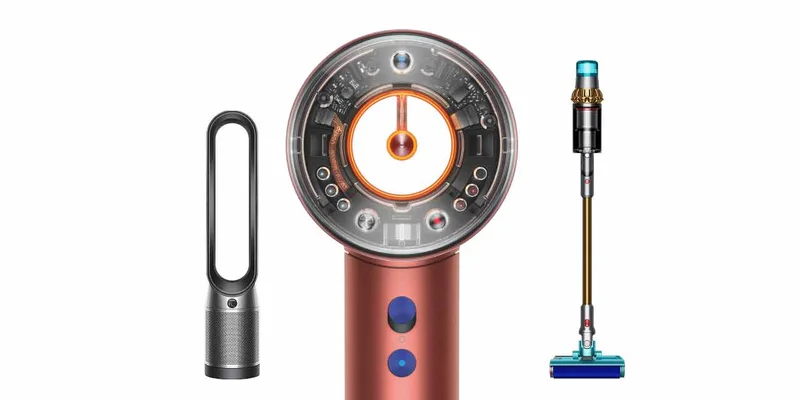 Three Dyson products in a grid with a shadow effect.