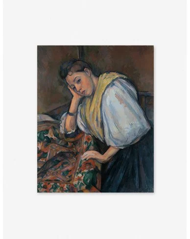 Young Italian Woman at a Table Wall Art by Paul Cezanne - Unframed / 12" x 9.4" / Unframed